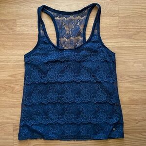 ❤️ Abercrombie & Fitch Navy Blue Lace Tank Size Medium NWOT